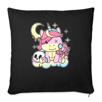 Kawaii Gothic Unicorn Pastel Gothic Goth - Housse de coussin décorative 45 x 45 cm - noir - Devant
