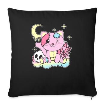 Kawaii Gothic Cat Pastel Gothic Goth - Sofa pillowcase 17,3'' x 17,3'' (45 x 45 cm) - black - Front