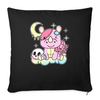 Kawaii Gothic Rhinoceros Pastel Gothic Goth - Sofa pillowcase 17,3'' x 17,3'' (45 x 45 cm) - black - Front