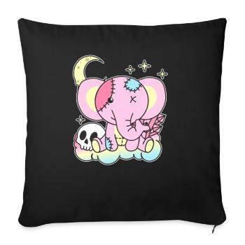 Kawaii Gothic Elephant Pastel Gothic Goth - Sofa pillowcase 17,3'' x 17,3'' (45 x 45 cm) - black - Front