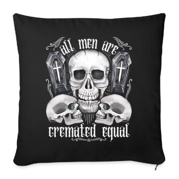 Trois crânes, drôle de dicton, jeu de mots, crématorium - Housse de coussin décorative 45 x 45 cm - noir - Devant