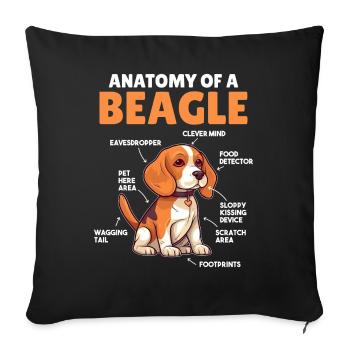 Dog Explanation Anatomy of a Beagle - Sofa pillowcase 17,3'' x 17,3'' (45 x 45 cm) - black - Front