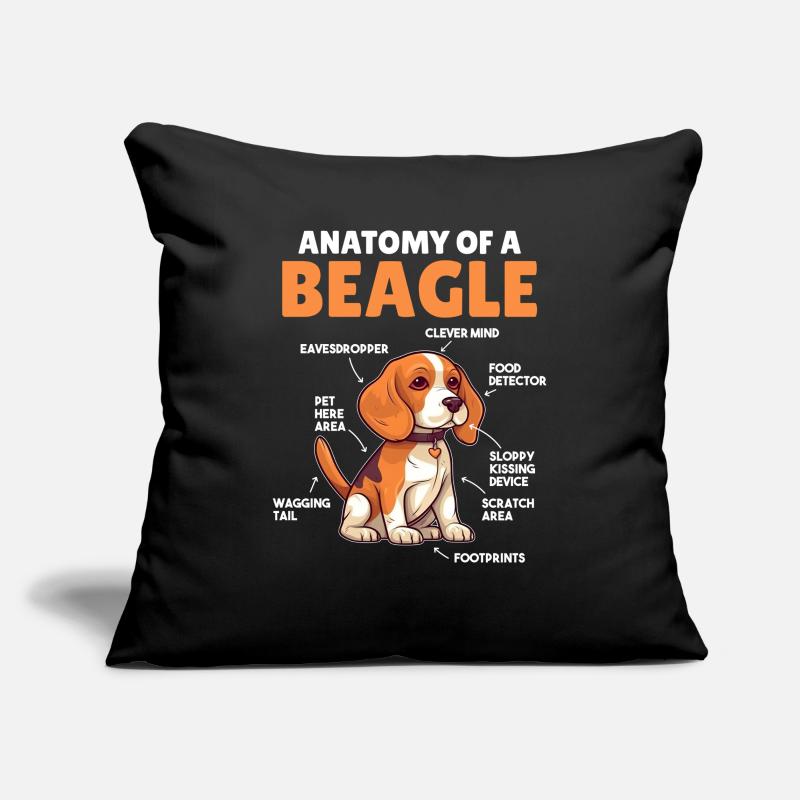 Explication du chien Anatomie d’un beagle Housse de coussin décorative 45 x 45 cm