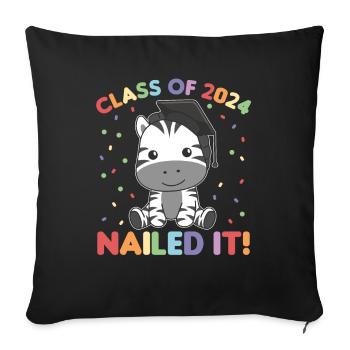 Kids Class of 2024 nailed it Zebra - Sofa pillowcase 17,3'' x 17,3'' (45 x 45 cm) - black - Front