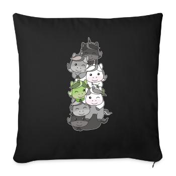 Agender Flag Pride LGBTQ Cute Unicorn Stack - Sofa pillowcase 17,3'' x 17,3'' (45 x 45 cm) - black - Front