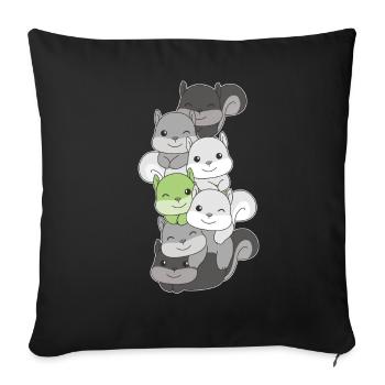 Agender Flag Pride LGBTQ Cute Squirrel Stack - Sofa pillowcase 17,3'' x 17,3'' (45 x 45 cm) - black - Front
