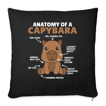 Sweet Capybara Explanation Anatomy of a Capybara - Sofa pillowcase 17,3'' x 17,3'' (45 x 45 cm) - black - Front