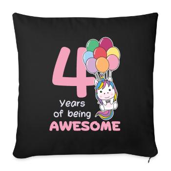 Licorne pour les enfants de 4 ans de quatre ans - Housse de coussin décorative 45 x 45 cm - noir - Devant