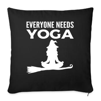 Sorcière méditant professeur de yoga - Housse de coussin décorative 45 x 45 cm - noir - Devant