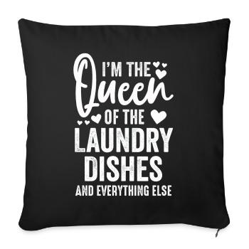 Reine de la lessive, de la vaisselle et de tout le reste - Housse de coussin décorative 45 x 45 cm - noir - Devant