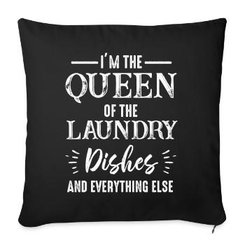 Reine de la lessive, de la vaisselle et de tout le reste - Housse de coussin décorative 45 x 45 cm - noir - Devant