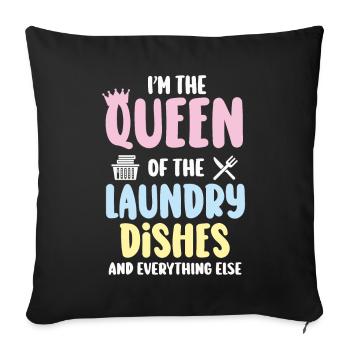 Reine de la lessive, de la vaisselle et de tout le reste - Housse de coussin décorative 45 x 45 cm - noir - Devant