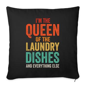 Reine de la lessive, de la vaisselle et de tout le reste - Housse de coussin décorative 45 x 45 cm - noir - Devant