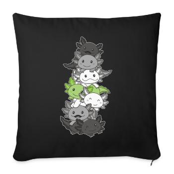 Agender Flag Pride LGBTQ Cute Axolotl Stack - Sofa pillowcase 17,3'' x 17,3'' (45 x 45 cm) - black - Front