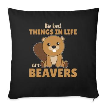 Les meilleures choses de la vie sont les castors Castors mignons - Housse de coussin décorative 45 x 45 cm - noir - Devant