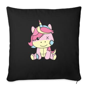 Kawaii Gothic Einhorn Pastellfarben Gothic Goth - Sofakissenbezug 45 x 45 cm - Schwarz - Vorne