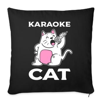 Karaoké Cat Chanteur - Housse de coussin décorative 45 x 45 cm - noir - Devant
