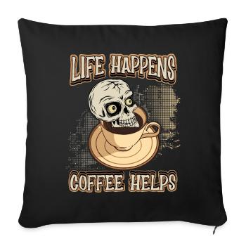Coffee coffee drinker funny saying with skull - Sofa pillowcase 17,3'' x 17,3'' (45 x 45 cm) - black - Front