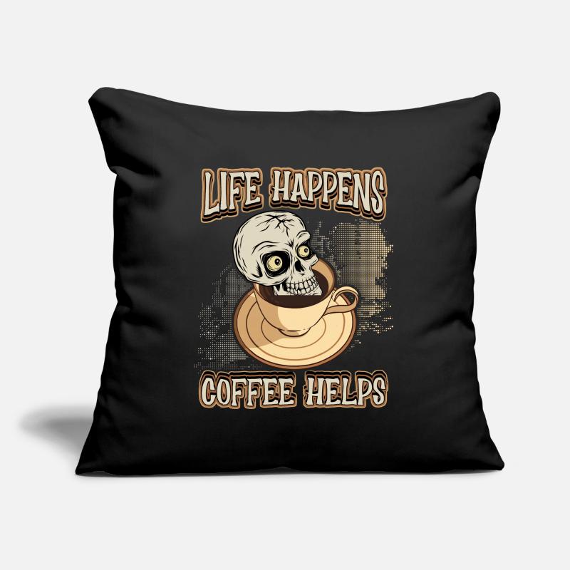 Kaffee Kaffeetrinker lustiger Spruch mit Totenkopf Sofakissenbezug 45 x 45 cm