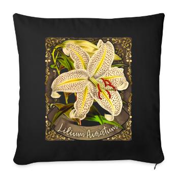 Vintage Lily, Tiger Lily, Botanical Illustration - Sofa pillowcase 17,3'' x 17,3'' (45 x 45 cm) - black - Front