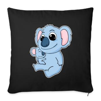 Koala Family - Koala avec bébé - Koala Motif - Housse de coussin décorative 45 x 45 cm - noir - Devant