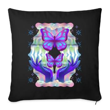 Psychedelic Butterflies Airbrush Graffiti - Sofa pillowcase 17,3'' x 17,3'' (45 x 45 cm) - black - Front