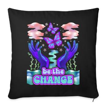 Papillons psychédéliques, Dire - Housse de coussin décorative 45 x 45 cm - noir - Devant