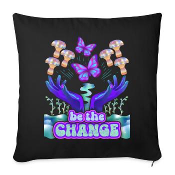 Champignons psychédéliques, Champignon, Drôle de dicton - Housse de coussin décorative 45 x 45 cm - noir - Devant