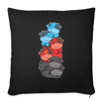 Polyamory Flag Gay Pride LGBTQ Kuh Turm - Sofakissenbezug 45 x 45 cm - Schwarz - Vorne