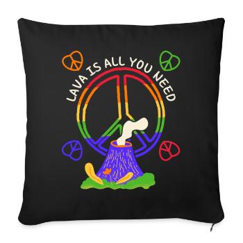 Symbole de paix, signe de paix avec volcan, jeu de mots - Housse de coussin décorative 45 x 45 cm - noir - Devant
