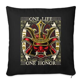 Japanischer Samurai Dämon, Samurai Krieger, Spruch - Sofakissenbezug 45 x 45 cm - Schwarz - Vorne