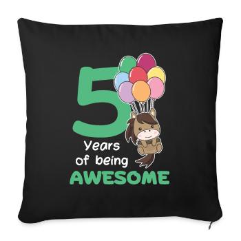Horse for 5th birthday children five years old - Sofa pillowcase 17,3'' x 17,3'' (45 x 45 cm) - black - Front