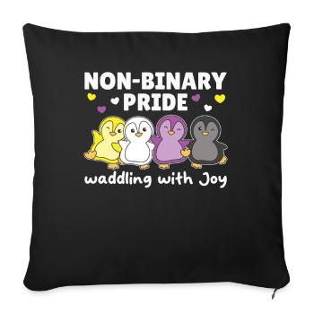 Nonbinary Penguin Flag Pride LGBTQ Cute Penguins - Sofa pillowcase 17,3'' x 17,3'' (45 x 45 cm) - black - Front