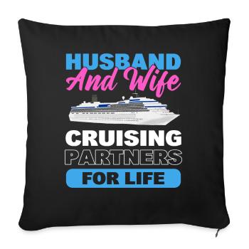 Husband And Wife Cruising Partners For Life Couple - Sofa pillowcase 17,3'' x 17,3'' (45 x 45 cm) - black - Front