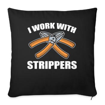 Je travaille avec Strippers Ingénieur Électricien - Housse de coussin décorative 45 x 45 cm - noir - Devant