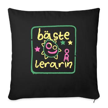 Bäste Lehrerin Lustig Grundschule Abschied - Sofakissenbezug 45 x 45 cm - Schwarz - Vorne