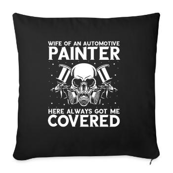 Car painter offer for coachbuilders - Sofa pillowcase 17,3'' x 17,3'' (45 x 45 cm) - black - Front