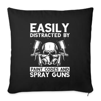 Dicton de carrossier pour les peintres automobiles - Housse de coussin décorative 45 x 45 cm - noir - Devant