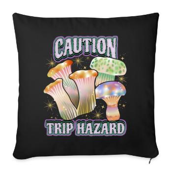Champignons magiques, champignons psychédéliques, dicton - Housse de coussin décorative 45 x 45 cm - noir - Devant