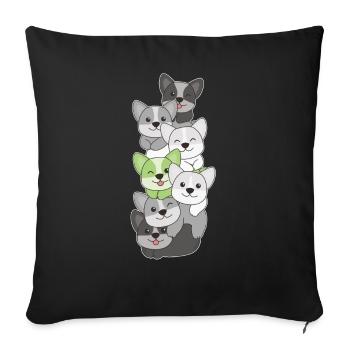 Agender Flag Pride LGBTQ Cute Corgi Stack - Sofa pillowcase 17,3'' x 17,3'' (45 x 45 cm) - black - Front