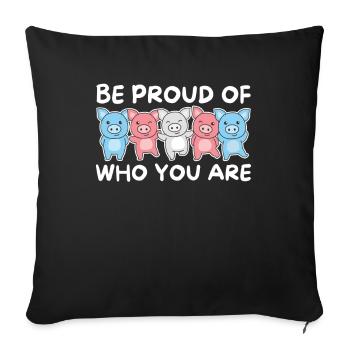 Transgender Flag Gay Pride LGBTQ Pig - Sofa pillowcase 17,3'' x 17,3'' (45 x 45 cm) - black - Front
