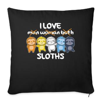 Aroace Flag Pride LGBTQ cute sloth - Sofa pillowcase 17,3'' x 17,3'' (45 x 45 cm) - black - Front
