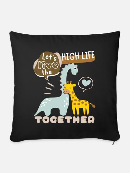 Dinosaurier Cute-Giraffe Valentinstag Liebe-Spruch - Sofakissenbezug 45 x 45 cm - Schwarz