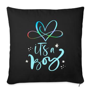 Bébé-garçon, disant que c’est un garçon, grossesse - Housse de coussin décorative 45 x 45 cm - noir - Devant