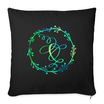 Monogramme, lettre Q, ornement de calligraphie - Housse de coussin décorative 45 x 45 cm - noir - Devant