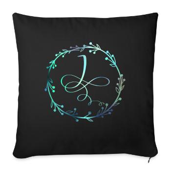 Monogram, Letter I, Calligraphy Ornament - Sofa pillowcase 17,3'' x 17,3'' (45 x 45 cm) - black - Front