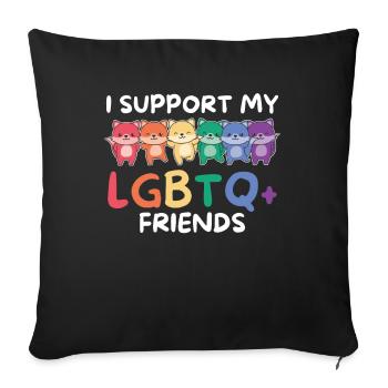 Drapeau arc-en-ciel Gay Pride LGBTQ Fox - Housse de coussin décorative 45 x 45 cm - noir - Devant