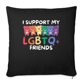 Rainbow Flag Gay Pride LGBTQ Bear - Sofa pillowcase 17,3'' x 17,3'' (45 x 45 cm) - black - Front