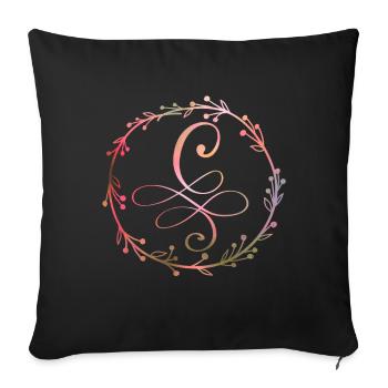 Monogram, Letter C, Calligraphy Ornament - Sofa pillowcase 17,3'' x 17,3'' (45 x 45 cm) - black - Front