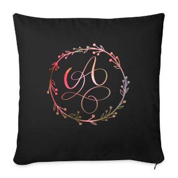 Monogram, Letter A, Calligraphy Ornament - Sofa pillowcase 17,3'' x 17,3'' (45 x 45 cm) - black - Front
